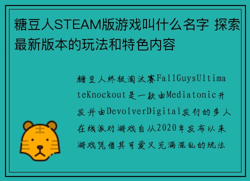 糖豆人STEAM版游戏叫什么名字 探索最新版本的玩法和特色内容